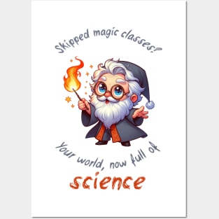 Cute Wizard Magic vs Science Posters and Art